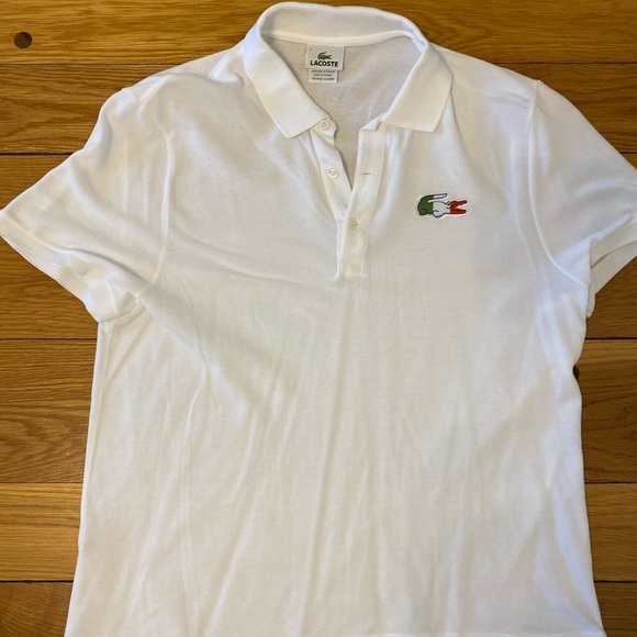 Lacoste Mens White Polo Lg Italy Flag 